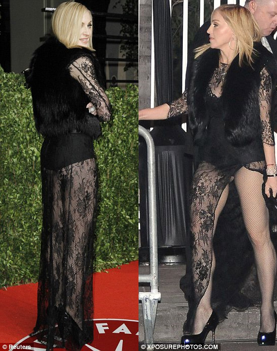 Madonna bị soi khi mặc váy xẻ quá cao - Hình 4