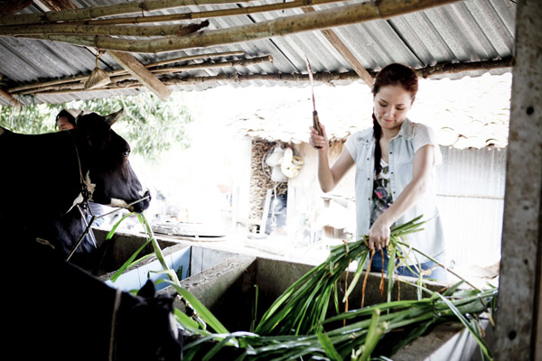 Phương Linh hào hứng... vắt sữa bò - Hình 3