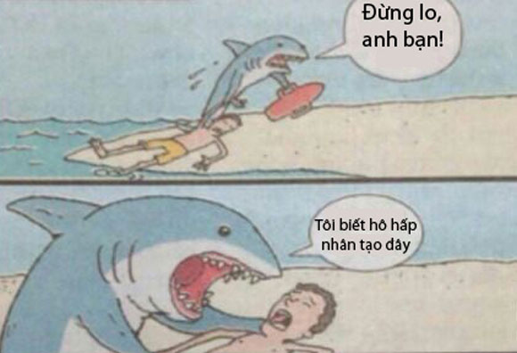Tranh vui: Cá mập hô hấp là... mồm mấp mô - Hình 1