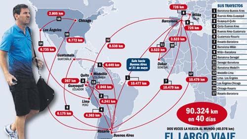 Messi đi 2 vòng trái đất hè 2013 - Hình 1