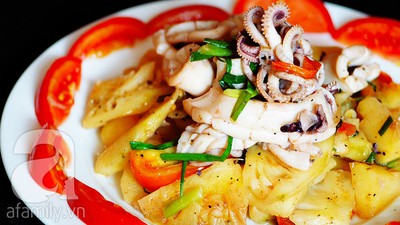 [Chế biến] - Mực xào dứa - Hình 5