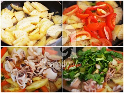 [Chế biến] - Mực xào dứa - Hình 4