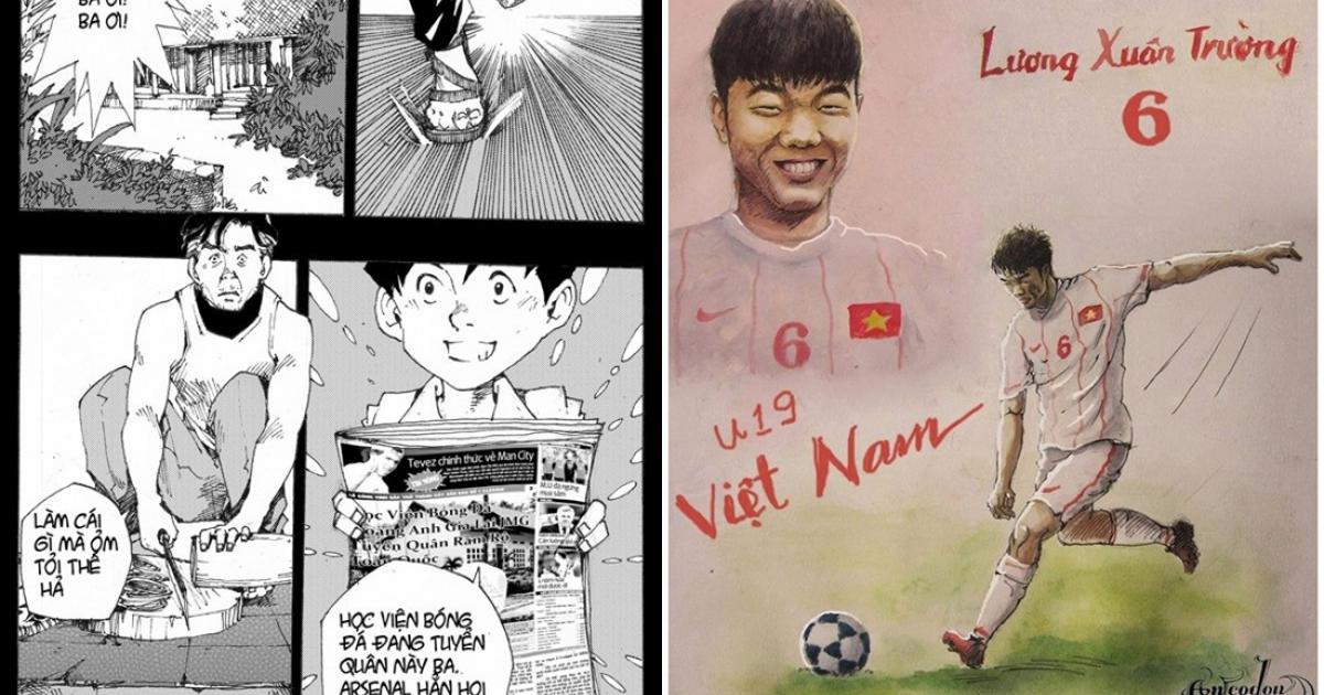 Bộ tranh màu độc đáo về cầu thủ Việt Nam chào năm mới