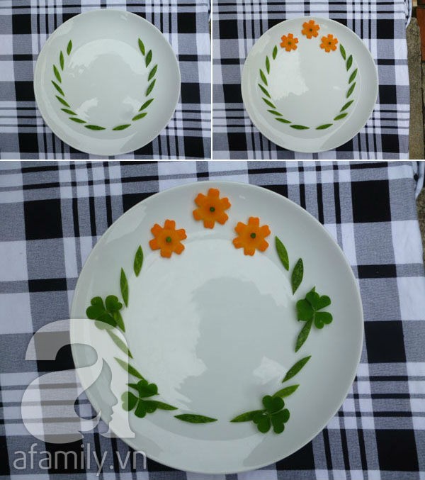 5 kiểu trang trí đĩa ăn cực đẹp từ 2 cách cắt tỉa dưa leo cà rốt - Hình 8
