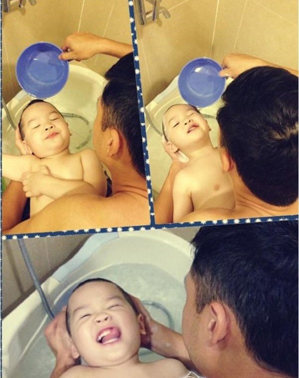 Chùm ảnh siêu đáng yêu của mỹ nhân Việt khoe chồng vào bếp, chăm con - Hình 6