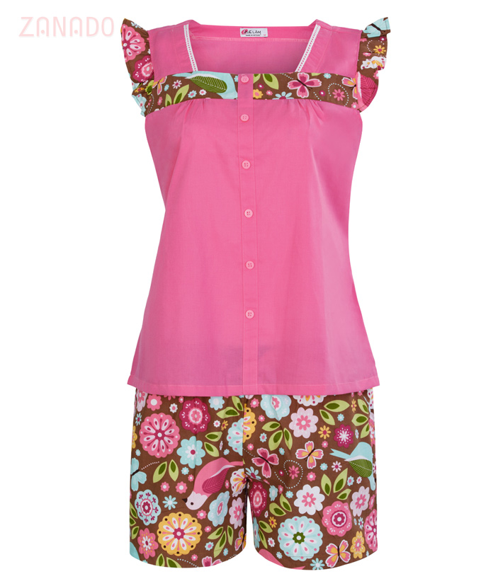 Bộ đồ cotton Quế Lâm cổ vuông phối ren 326006 SID50167 - Hình 2