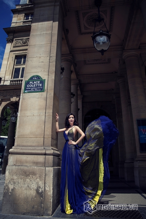 Hoa hậu Giáng My khoe vòng một căng tròn mướt mắt trên phố Paris - Hình 1