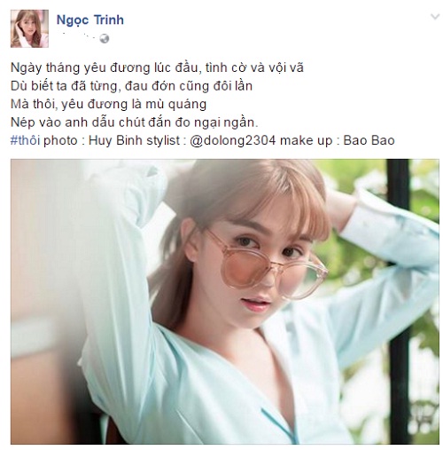 Sau đổ vỡ Ngọc Trinh than: Đừng yêu vội, mù quáng chuốc lấy đớn đau - Hình 2
