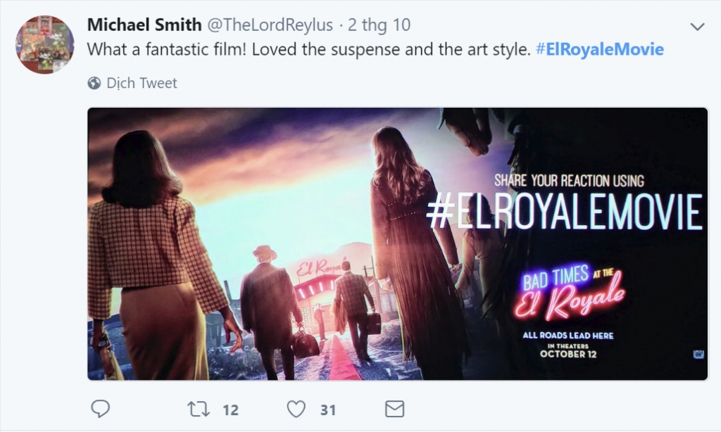 Bad times at the El Royale nhận được vô số lời khen từ các nhà phê bình - Hình 1
