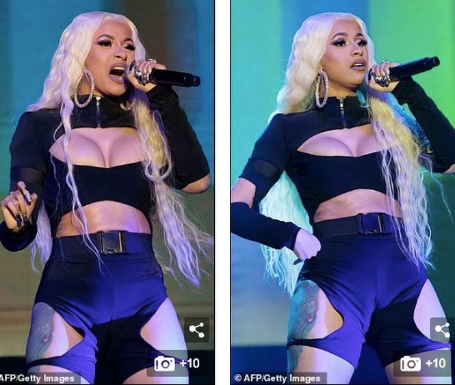 Cardi B's tight cutout shirt shows off her chest too much - Picture 3