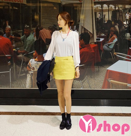 Áo sơ mi nữ vải voan cổ tròn công sở Hàn Quốc cho nàng vai ngang - Hình 10