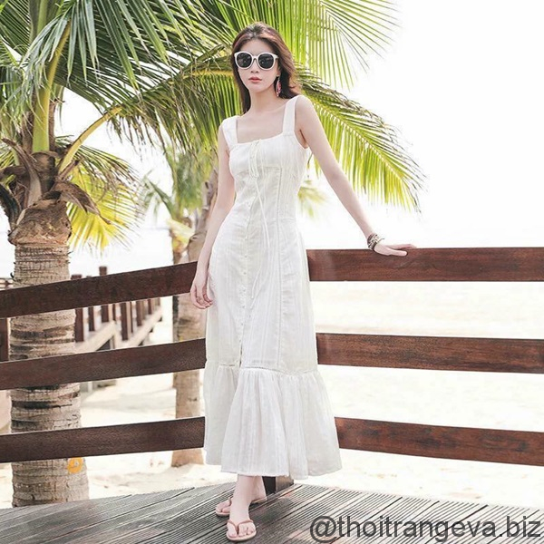 Váy đầm maxi trắng đi biển đẹp Có Sẵn  Hanoi