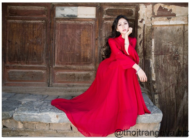 Váy maxi màu đỏ ĐẸP MẪU MỚI  Sẵn hàng tại Lyna Maxi 0334445703