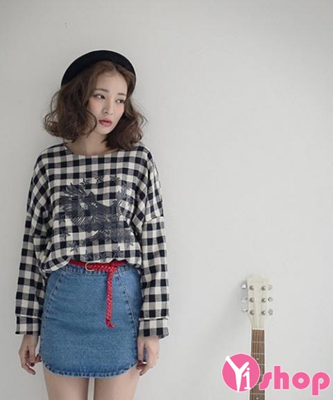 Áo sơ mi nữ caro dài tay đẹp Hàn Quốc cho nàng năng động - Hình 12