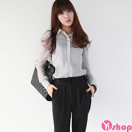 Áo sơ mi nữ vải voan công sở đẹp năng động cá tính - Hình 3