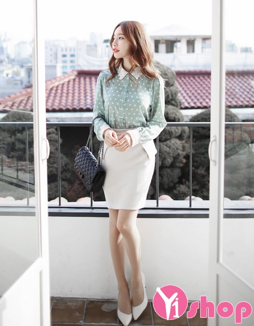 BST Áo sơ mi nữ chấm bi đẹp Hàn Quốc cho nàng trẻ trung - Hình 1