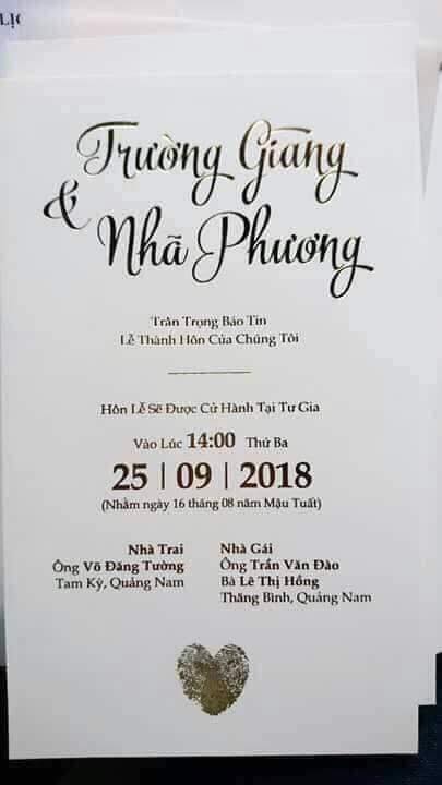 Những mẫu thiệp cưới của sao Việt sang trọng mà đơn giản