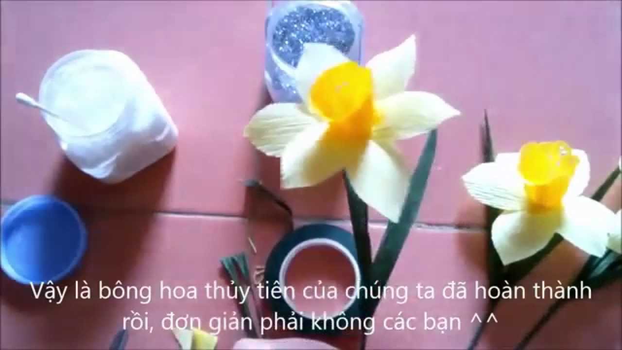 Cách làm hoa thủy tiên bằng giấy nhún - Hình 1