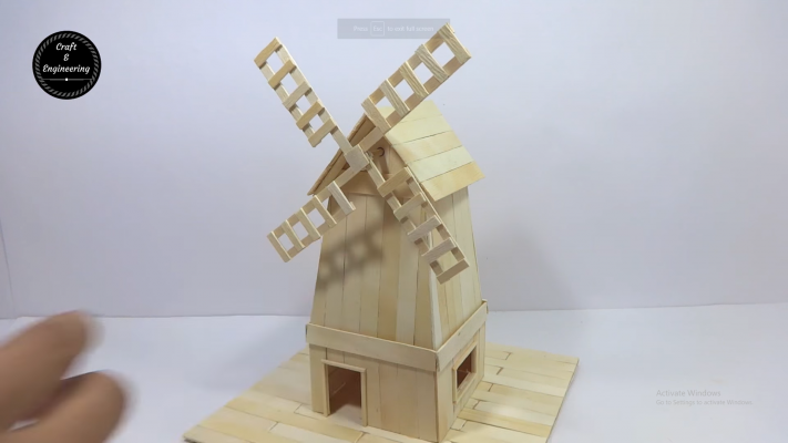 Cách làm mô hình cối xay gió bằng que kem gỗ handmade - Hình 22