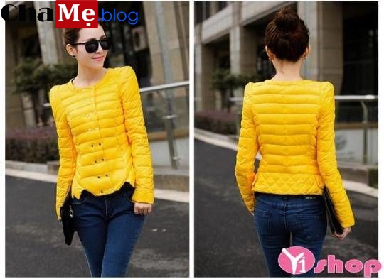 Áo khoác phao nữ màu vàng đẹp rạng ngời mà không chói lóa đông 2019 - Hình 1