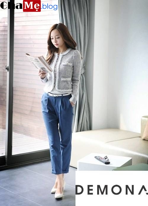 Thiết kế áo khoác dạ nữ cổ tròn đẹp form dáng hàn quốc mùa đông - Hình 12