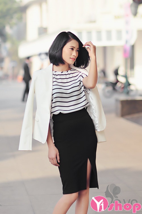 Chân váy công sở xẻ tà trước dáng dài thời trang  Shopee Việt Nam