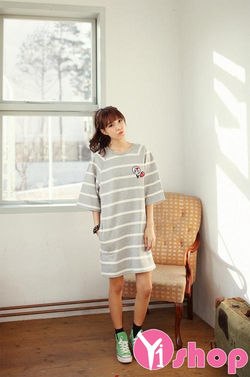 GD11O326  Đầm cotton kẻ