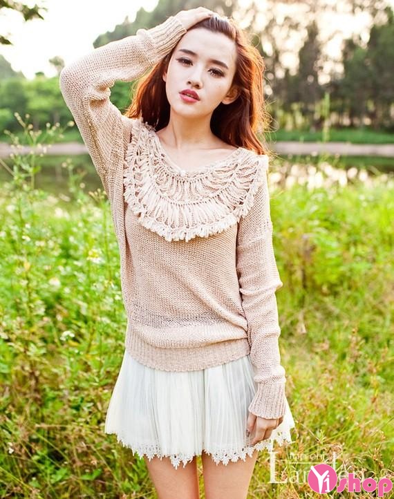 200 Áo len trơn Hàn Quốc tuyệt đẹp đông cho bạn gái khoe cá tính - Hình 11