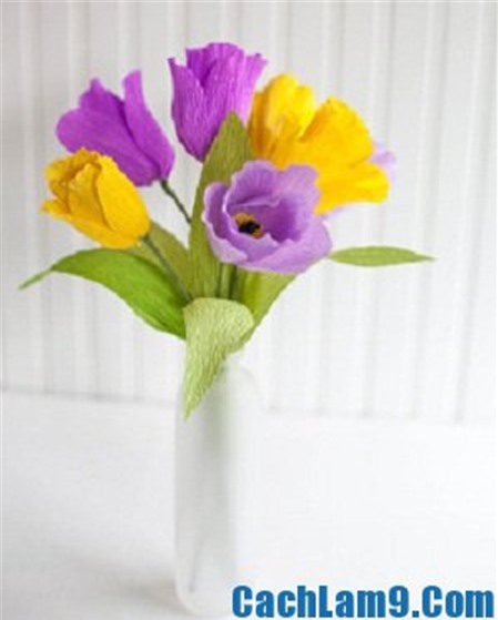 Cách làm hoa tulip bằng giấy nhún trang trí phòng đẹp - Hình 1