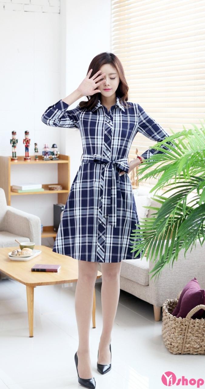 Váy đầm kẻ caro đẹp thời trang công sở Hàn Quốc  Thời trang  Việt Giải Trí