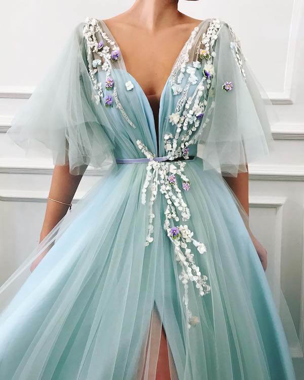 10 mẫu váy cưới màu xanh nước biển 5 mẫu váy cưới màu xanh hút hồn