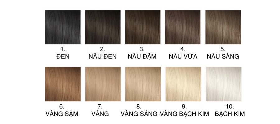 Khám phá bảng màu nhuộm tóc với hàng trăm lựa chọn tuyệt đẹp cho mái tóc của bạn. Thoả sức sáng tạo và thay đổi kiểu tóc theo ý thích với những gam màu đa dạng và tươi sáng từ bảng màu nhuộm tóc chuyên nghiệp.