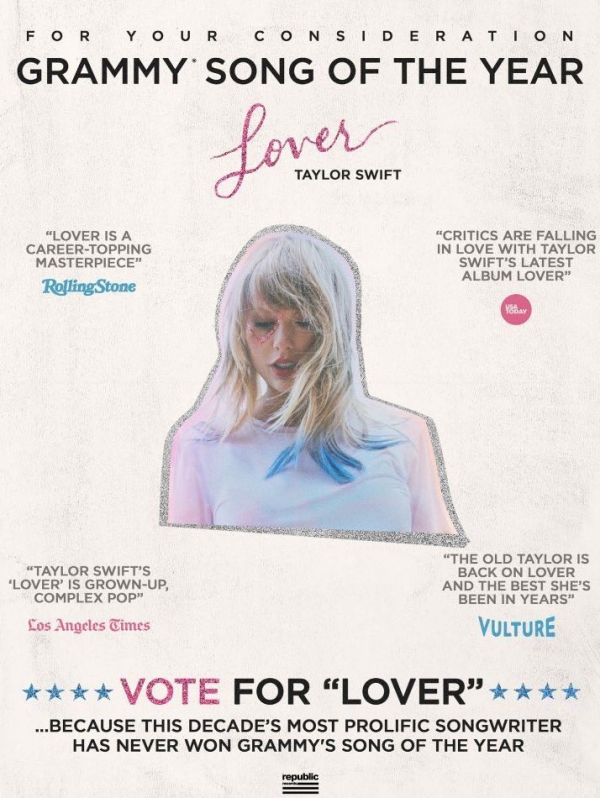 Taylor Swift vừa có một bước đi thông minh trong chiến dịch tranh cử Bài hát của năm tại Grammy - Hình 1