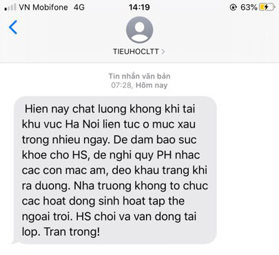 cha me luu y hoc sinh mam non tieu hoc tai ha noi duoc de xuat se nghi hoc neu o nhiem khong khi toi muc nguy hai e5e1f9