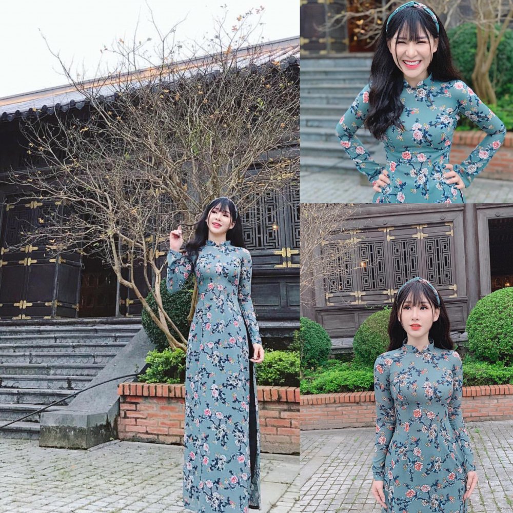 Những hot girl Việt xinh tươi trong tà áo dài đón Tết - Hình 1