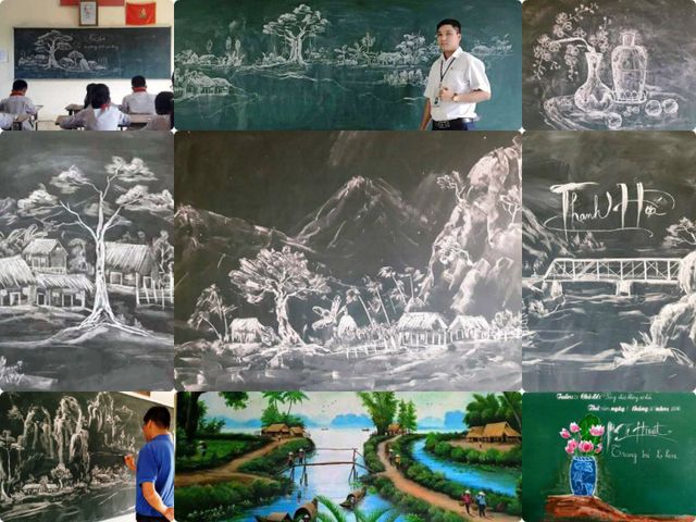 Thầy Giáo 8X Vẽ Tranh Bằng Phấn Trắng Trên Bảng Đen - Học Hành - Việt Giải  Trí
