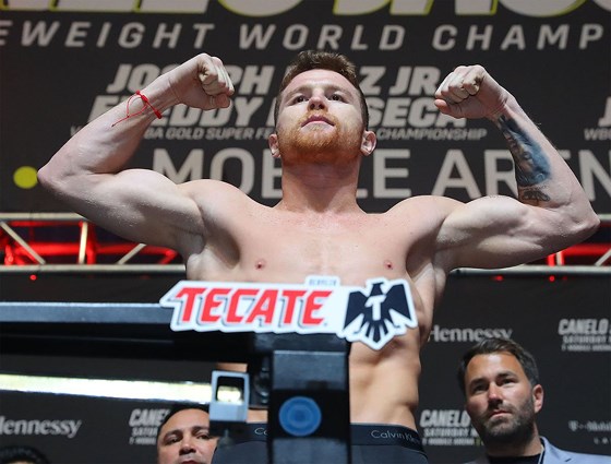 Quyền Anh: Alvarez suýt choảng Jacobs trong buổi cân trọng lượng, trận đấu 45 triệu USD nóng dần - Hình 2