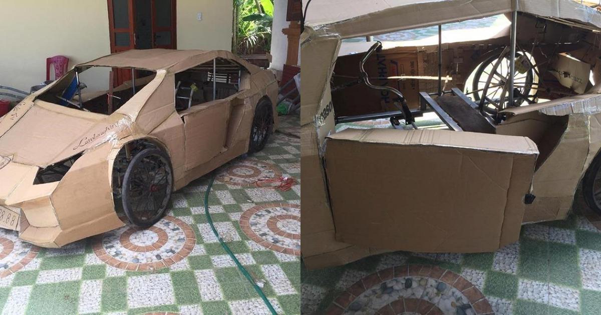 Siêu xe Lamborghini bằng bìa giấy carton gây bão MXH - Ôtô - Việt Giải Trí