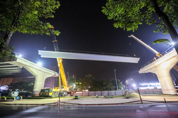 Công nhân trắng đêm lao dầm xây cầu cạn vành đai 3 - Hình 7