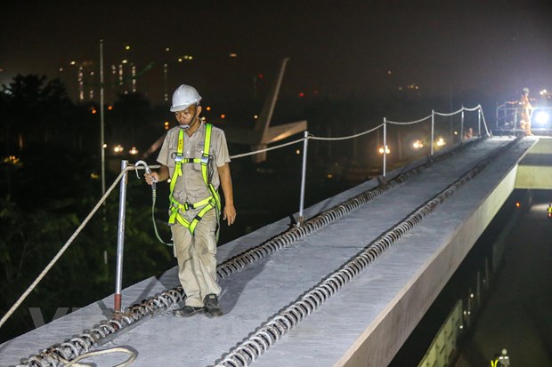 Công nhân trắng đêm lao dầm xây cầu cạn vành đai 3 - Hình 15