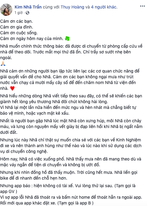 Nữ diễn viên Kim Nhã bị tài xế xe ôm công nghệ đánh, đấm liên hồi vào mặt đến ngất xỉu - Hình 2
