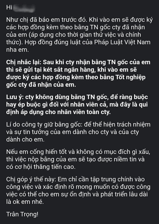 Công ty yêu cầu nhân viên giao bằng tốt nghiệp gốc để tạo sự tin tưởng, dân mạng bóc phốt: Để làm trò, giữ chân người khác thôi! - Hình 1
