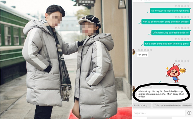 Đặt áo khoác đôi nhưng hàng chưa kịp về đã chia tay, cô gái nhắn một tin khiến chủ shop tím mặt - Hình 1
