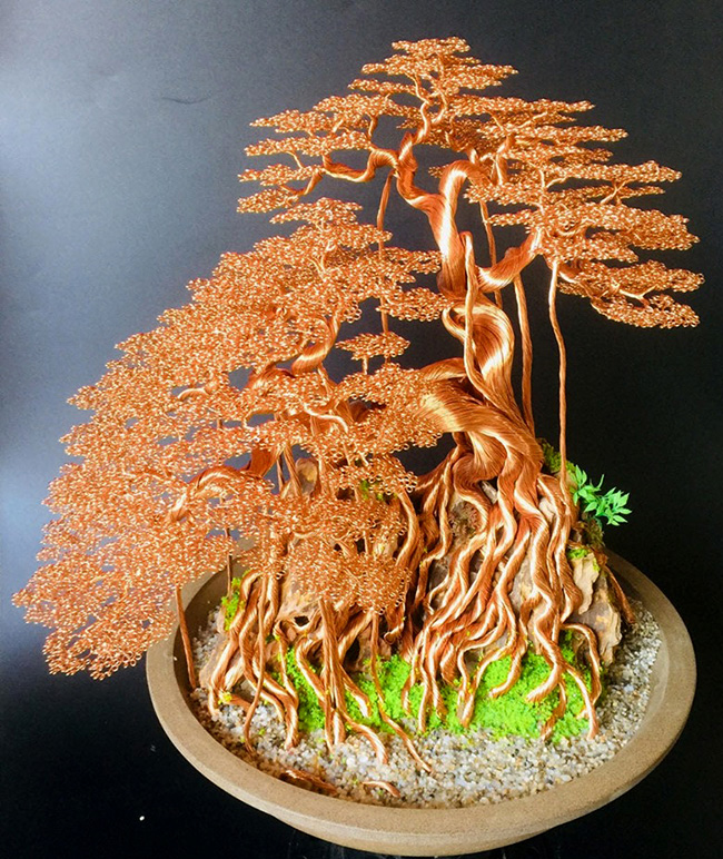 Siêu cây bonsai từ dây đồng, nhôm, đẹp như cây thật, giá bạc triệu - Hình 14
