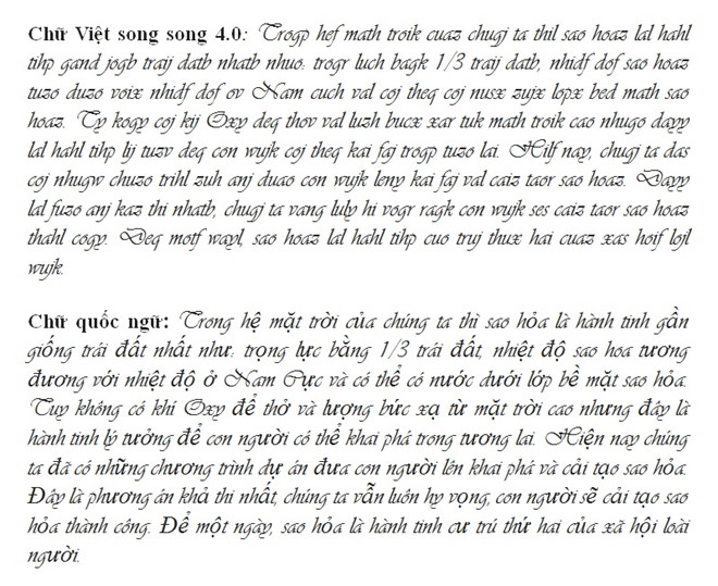 Thêm một công trình cải tiến chữ quốc ngữ: Chữ Việt Nam song song 4.0 - Hình 4