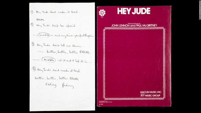 Lời viết tay ca khúc Hey Jude của The Beatles đấu giá hơn 21 tỷ - Hình 1