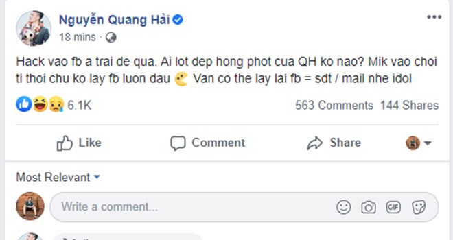 Quang Hải lên tiếng khi bị hack facebook, lộ tin nhắn nhờ người check hàng gái xinh - Hình 2