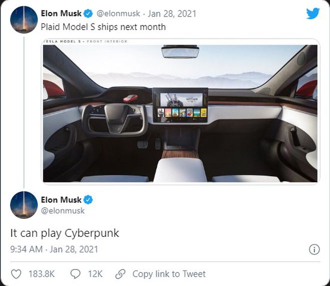 Elon Musk tuyên bố có thể chơi Cyberpunk 2077 trên Tesla Model S Car - Hình 3