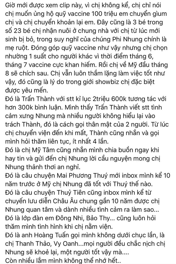 Thủy Tiên và dàn sao Việt âm thầm chia buồn khi Phi Nhung qua đời - Hình 2