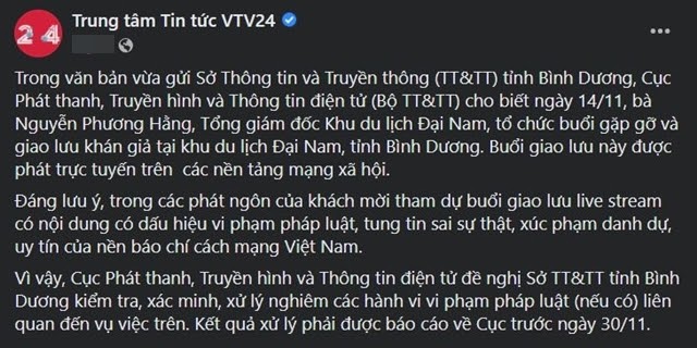 Bà Phương Hằng bị VTV24 chỉ đích danh: Có dấu hiệu vi phạm pháp luật, tung tin sai sự thật - Hình 2